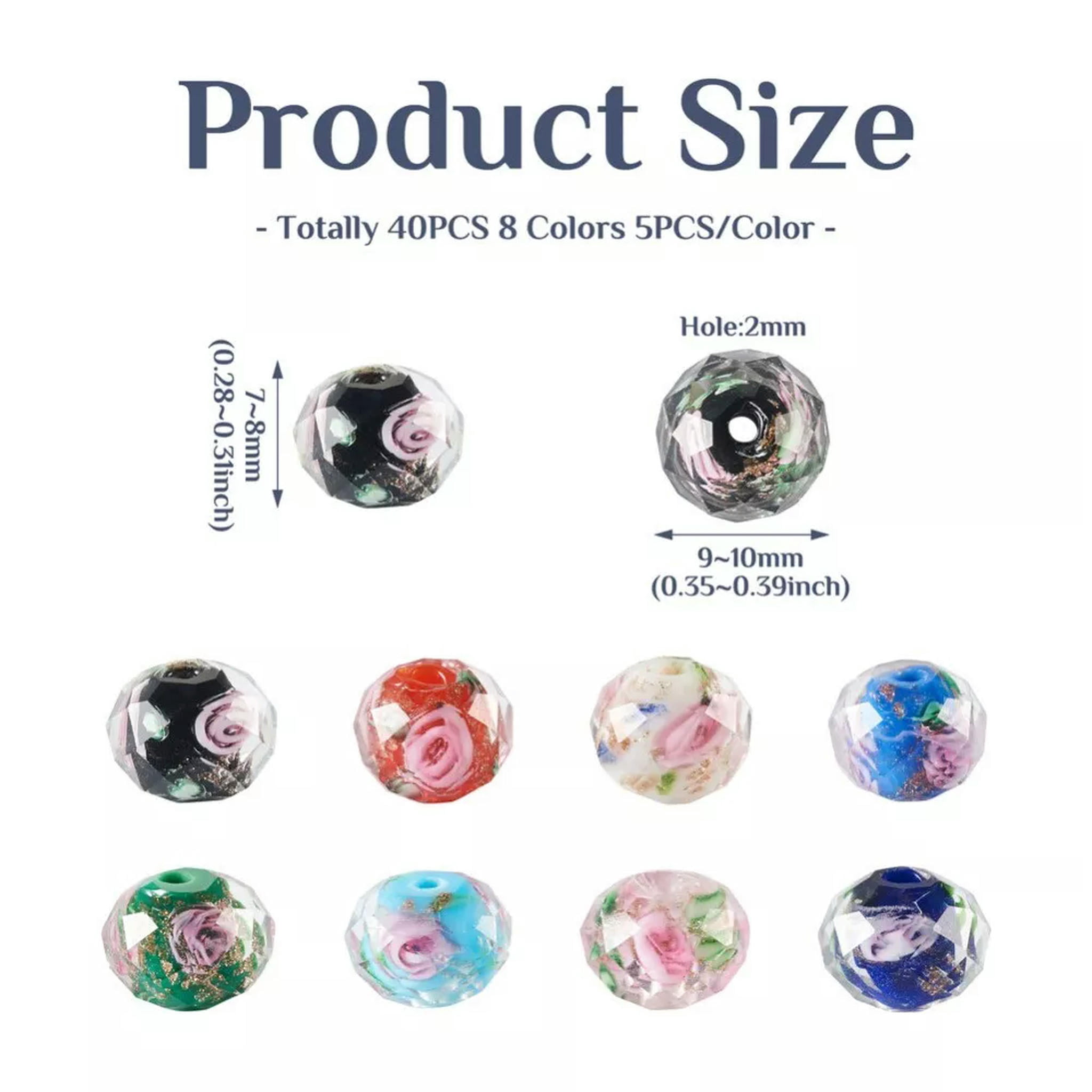 EOEMY 1 Box Inner Flower Faceted Rondelle Handmade Gold Sand Lampwork Beads 9~10X7~8mm