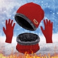 thumbnail image 2 of MSJUHEG Winter Gloves Scarf Men Women Winter Hat Warmer Scarf Touchscreen Gloves Set Warmer Neck Thick Knit Hat Set Scarf For Women Red One Size, 2 of 4
