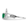 thumbnail image 4 of 14K White Gold Ring Band Themed (05) May Cubic Zirconia CZ Green, Size 9, 4 of 5