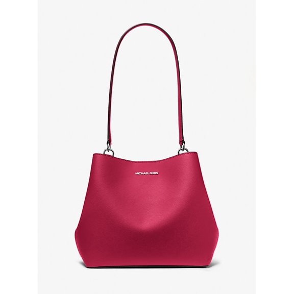 Michael Kors Mercer Medium Pebbled Leather Crossbody Bag - DK Raspberry