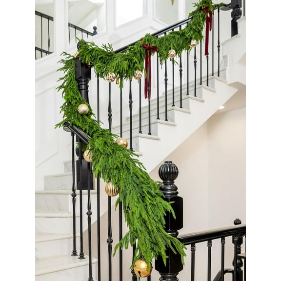 15FT Extra Full Christmas Garland Norfolk Pine Garland Realistic Artificial Christmas Greenery Garland for Mantle Stairs Railing Table Fireplace Wall Indoor Outdoor Holiday Xmas Decor Decoration
