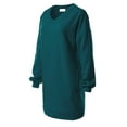 thumbnail image 3 of MixMatchy Women's Oversized V-Neck Tunic Sweatshirt with Side Pockets, 3 of 5