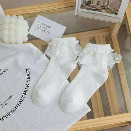 

Summer Sweet Lolita Lace Socks Princess Ruffle Socks for Girls Women Socks School Students Socks White Socks