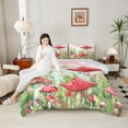 thumbnail image 4 of Castle Fairy Teens Adults Botanical Red Mushroom Bedding Comforter Set 2pcs,Green Leaves Twin Comforter Sets Microfiber,Cartoon Kawaii Plants Breathable Bedding Set,Microfiber Bedroom Decor, 4 of 8