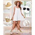 thumbnail image 3 of 100% Linen Ruffle Dress Sleeveless Spaghetti Strap Backless Summer Casual Beach Cami Dress, 3 of 8