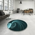 thumbnail image 4 of Ahgly Tapis Rond Lavable en Machine Intérieur Transitionnel Vert Cyan Foncé, 8 Pieds Rond, 4 of 7
