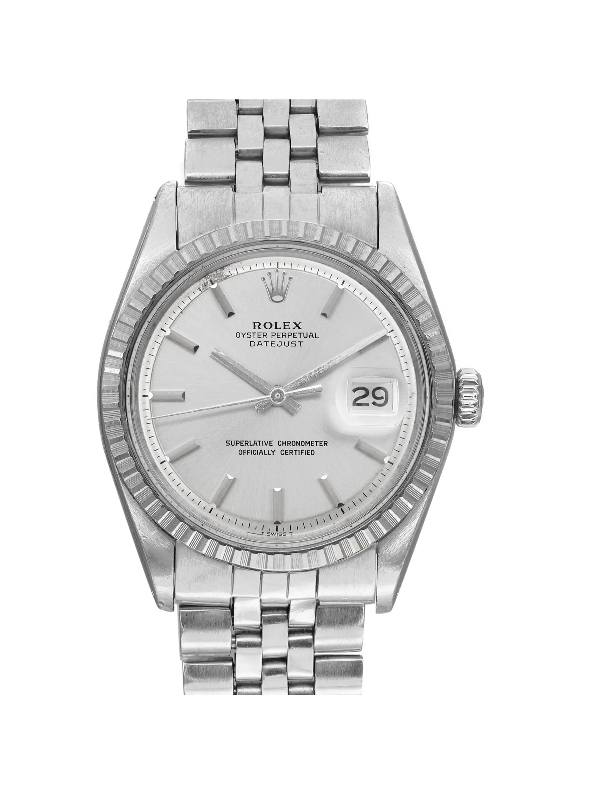 Vintage Rolex Datejust 36mm Steel Jubilee Silver Pie Pan Dial Mens
