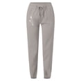 thumbnail image 3 of Ladies Pants Casual Simple Fashion Solid Color Pants Partial Dandelion Print Pocket Drawstring High Waisted Pants Grey L, 3 of 3