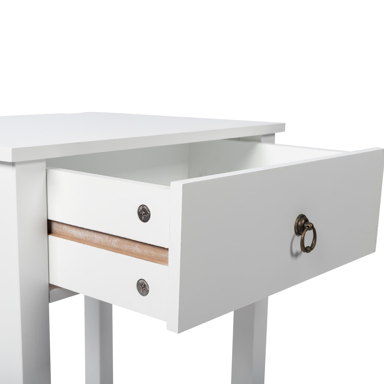 Ktaxon Wooden Side End Table Night Stand Storage Shelf with Bin Drawer Night Stand Sets of 2,White