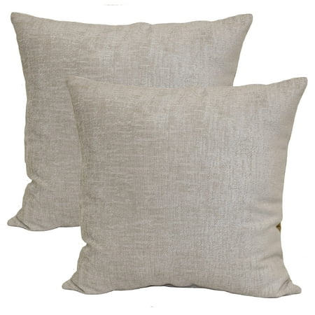 Mainstays Chenille Decorative Square Throw Pillow, 18" x 18", Gray Pumice, 2 Pack