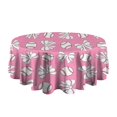 thumbnail image 5 of Pink Bows and Baseballs Pattern Round Tablecloth 60"x60",Wrinkle Wipeable Table Cloth for Kitchen Dining Room Picnic Patio Party, 5 of 6