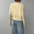 thumbnail image 5 of Women's button-down long-sleeved round neck cropped cardigan sweater cute knitted clothing, 5 of 9