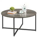 SmileMart Round Coffee Table with Metal Legs