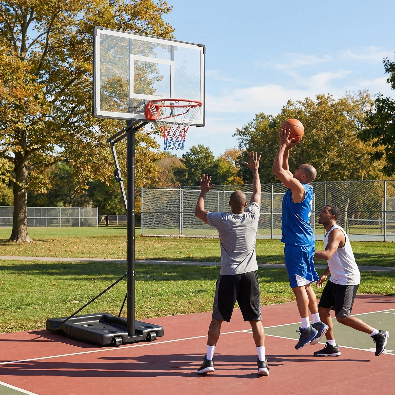 Gymax 10 FT Portable Basketball Hoop w/ Shock Absorbent Rim Fillable Base for Adults