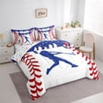 thumbnail image 2 of Erosebridal Navy Blue Dripping Baseball Stitch & Hitter Silhouette Graphic Twin Bedding Sets 7-Piece, Sport Graphic Bedding Comforter Set for Boys And Girls Kids,Breathable Home Decor, 2 of 6