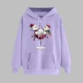 thumbnail image 2 of Fiaer Christmas Hoodie Women Snowman Plus Size Hooded Sweatshirts Drawstring Long Sleeve Loose Fit Trendy Tops with Pocket Purple XXL, 2 of 3