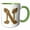 Green/White, variant on 3drose, Elegant Image of Gold Victorian Ornate Monogram Initial N, 11oz Two-tone Green Mug
