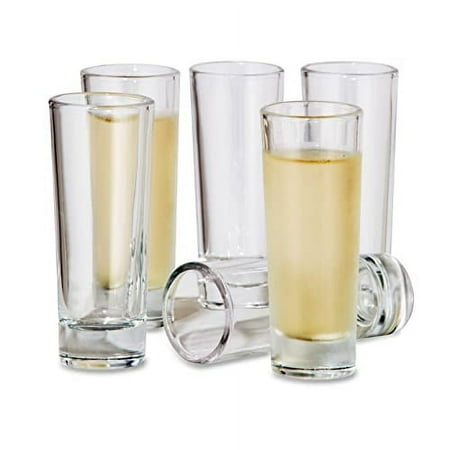 Oggi Tall Shot Glasses w/Heavy Base Set 6 – Real Glass Shot Glass Set Cool & Classic Design Ideal Groomsmen Gifts Tequila Shot Glasses Bachelor Party Favors for Men – 2oz / 59ml