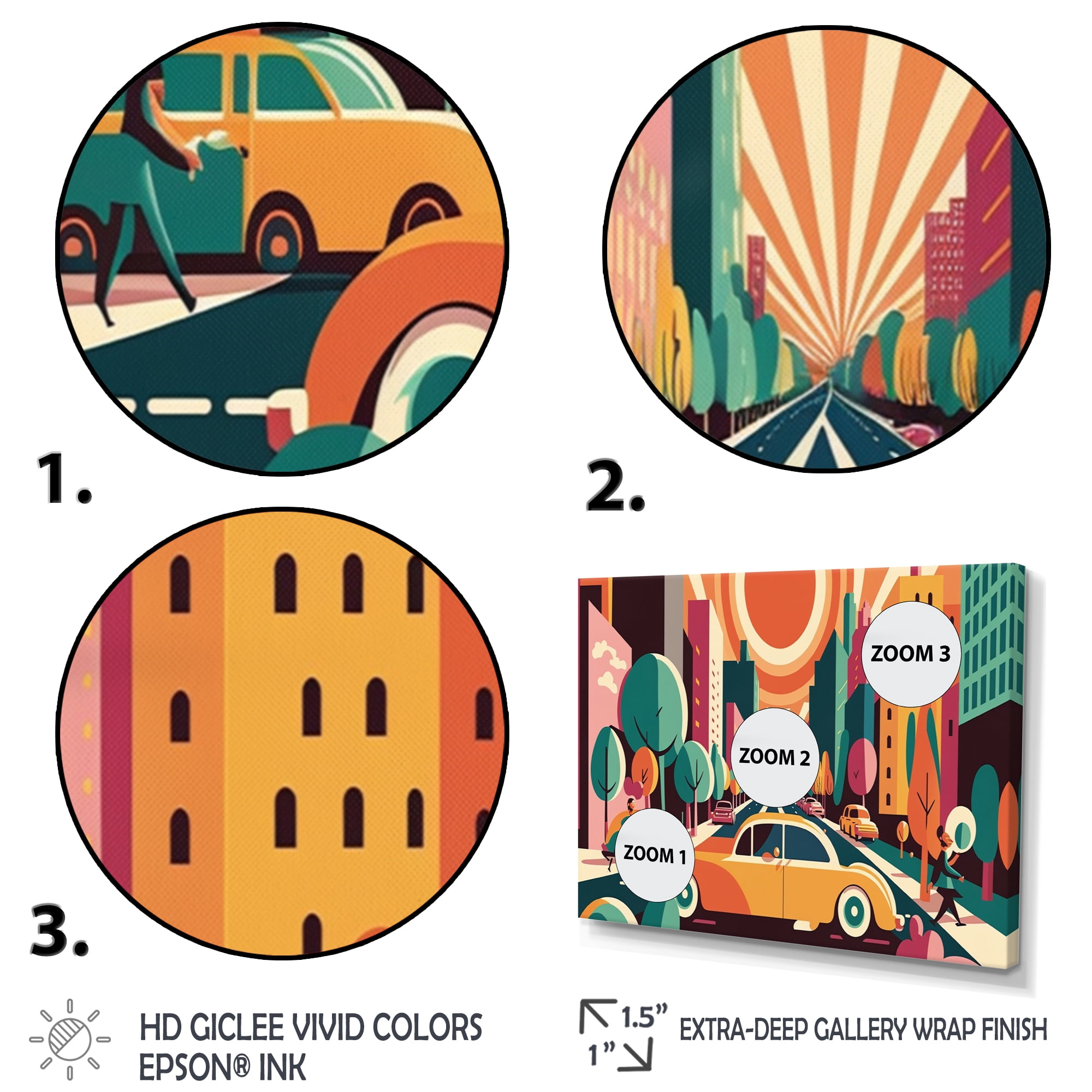 Designart Colorful Cityscape Cars I Canvas Wall Art