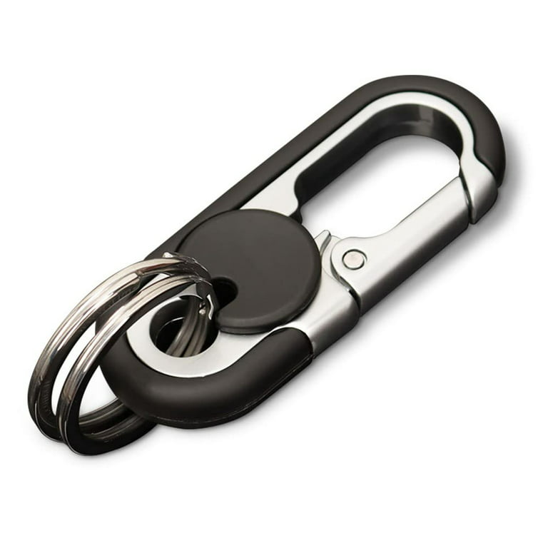 Garhelper Car Accessories Key Holder for Men Women Orange Metal Waistband Blue Double Layer Anti-loss Chain Black Keychain, Men's, Size: 6.8