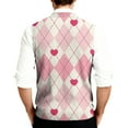 thumbnail image 3 of Resicozy Men's Valentines Day Sweater Vest Dressy Knit V Neck Button Down Casual Print Sleeveless Cardigan Sweaters Pink#1 S, 3 of 6