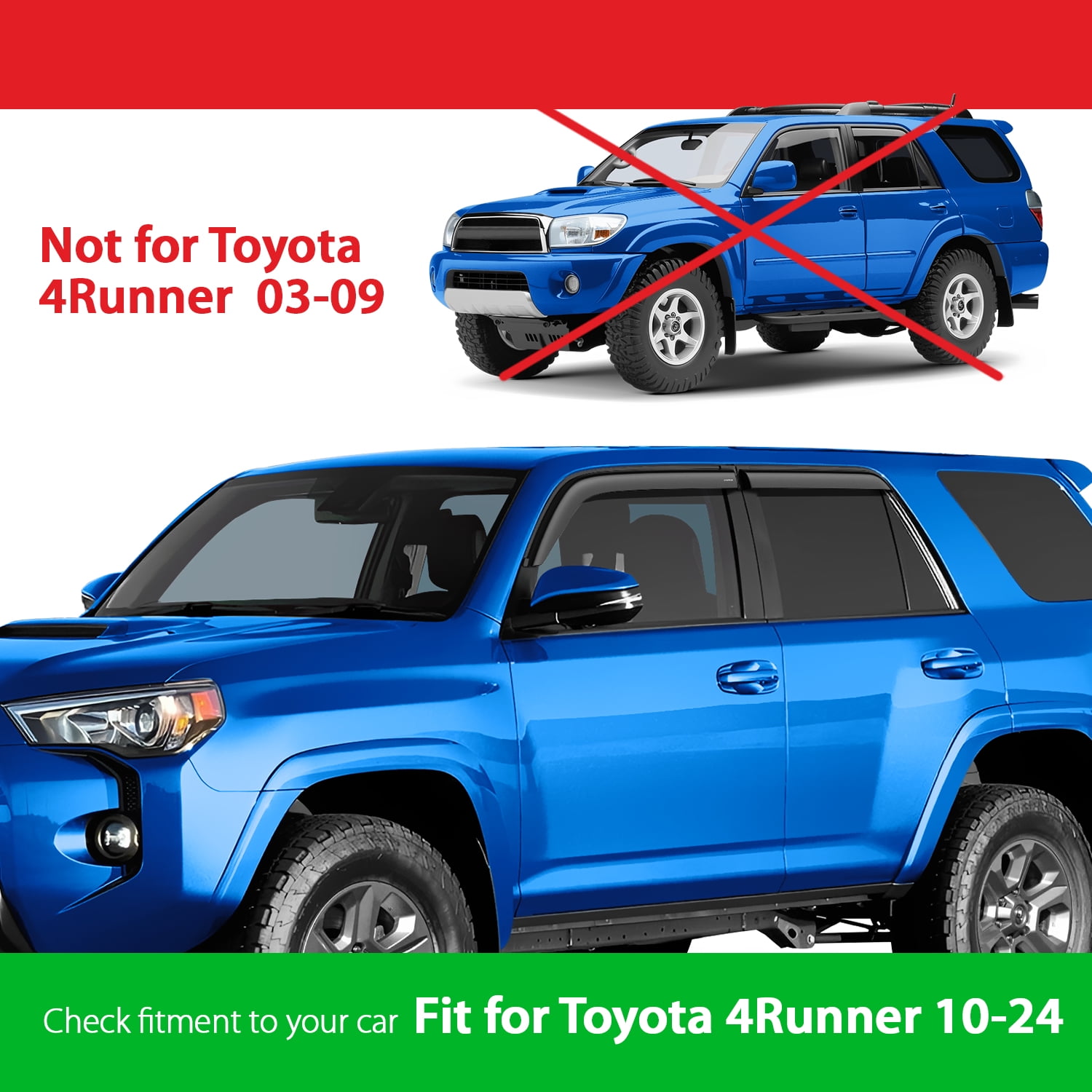 Goodyear Shatterproof Side Window Deflectors for Toyota 4Runner 2010-2024, Tape-on Rain Guards, Window Visors for Cars, Vent Deflector, Vent Visor, Car Accessories, 4 pcs. - GY003200LP