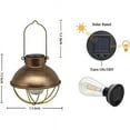 thumbnail image 5 of 2 Pack YAKii Hanging Solar Lanterns Outdoor Waterproof Vintage Metal Solar Lantern Light with Warm Light Edison Bulb Decorate for Yard Garden Pathway Patio Porch Decor (Gold), 5 of 11