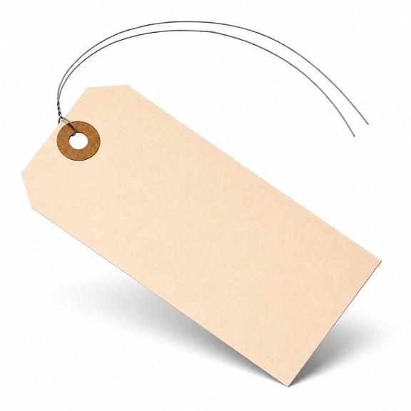 100 Manila Tags #5 with Wire - 4 3/4" x 2 3/8" - Blank Paper Labels with String Metal Wire Attached