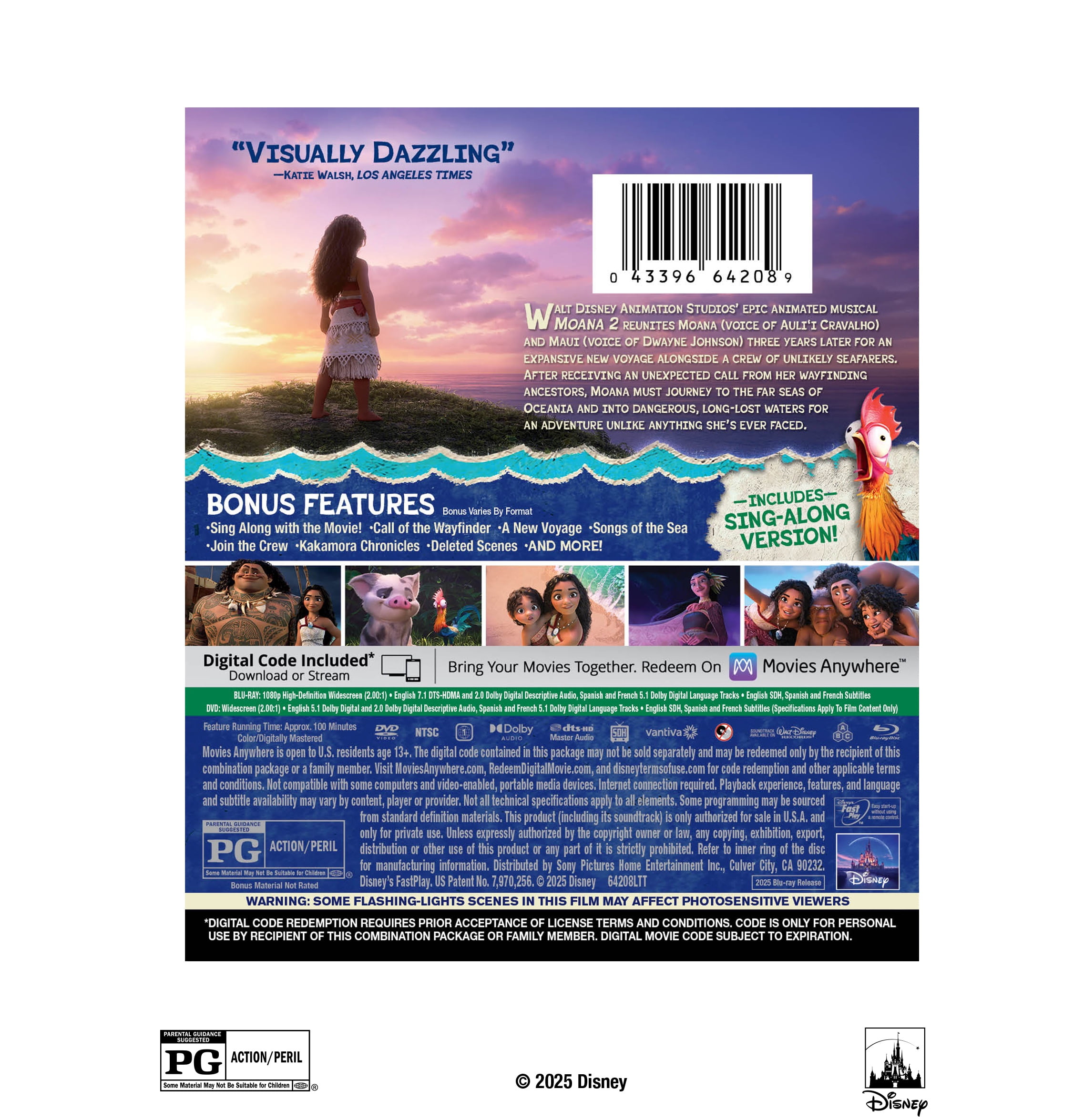 Moana 2 (Blu-ray + DVD + Digital Copy) Disney Action & Adventure