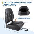 thumbnail image 2 of 2 Pack Waterproof Folding Boat Seats, High-Back Ergonomic Captain Chairs with Thick Padding, Stainless Steel Hinges, 2 of 6