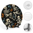 Fsmy Skeletons Music Notes Bone China Decorative Plate Vertical Stand