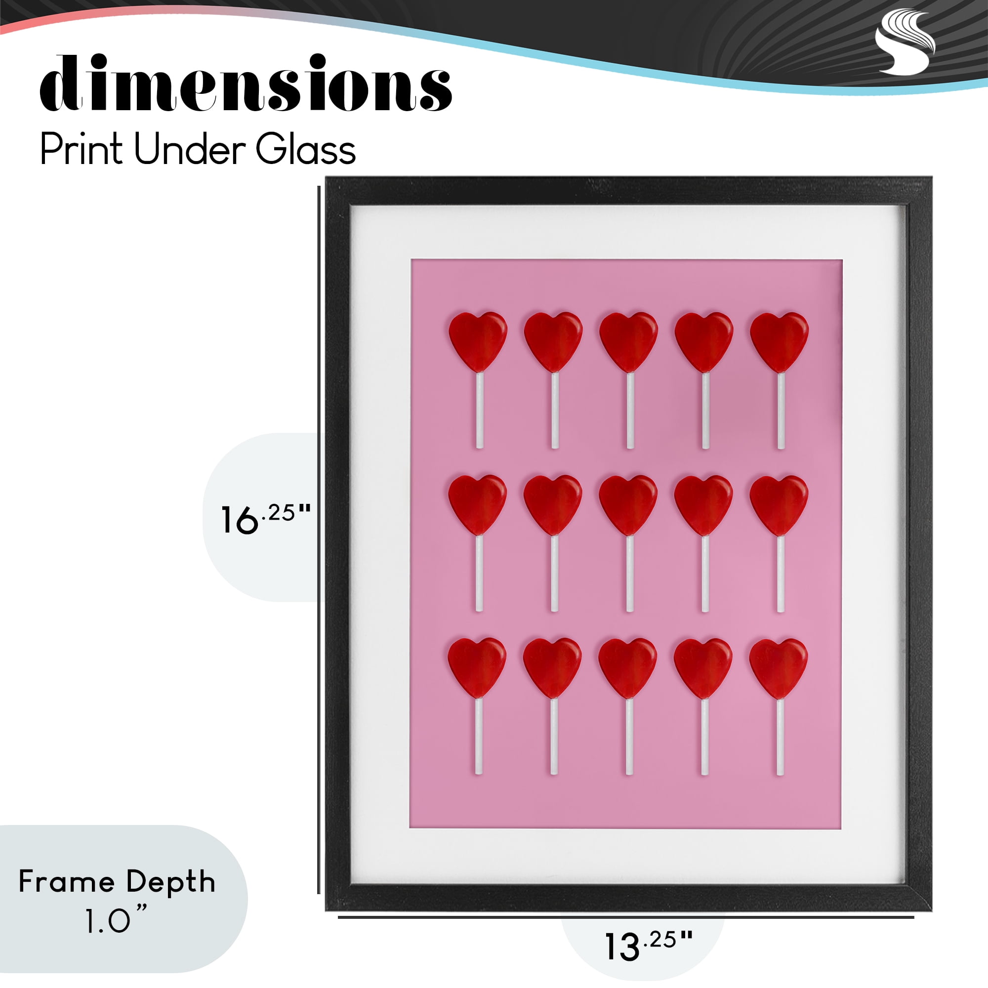 Stupell Industries Heart Lollipops Collection Black Framed Print Under Glass, design by LISH Creative