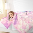 thumbnail image 4 of Manfei Chic Pet Cat Queen Comforter Set,Fairy Tale Theme Bedding Sets,Colorful Loves Flowers Bedding Comforter Set For Girls,Microfiber Bedroom Decor Reversible,3pcs, 4 of 8