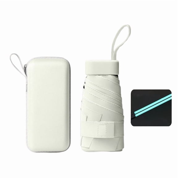 Mini Umbrella Women Anti-UV Sunshade Umbrella 12-Ribs Travel Sun Umbrella for Purse White