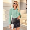 thumbnail image 4 of Camisa con botones Siliteelon para mujer de manga larga, color verde claro, 4 of 9