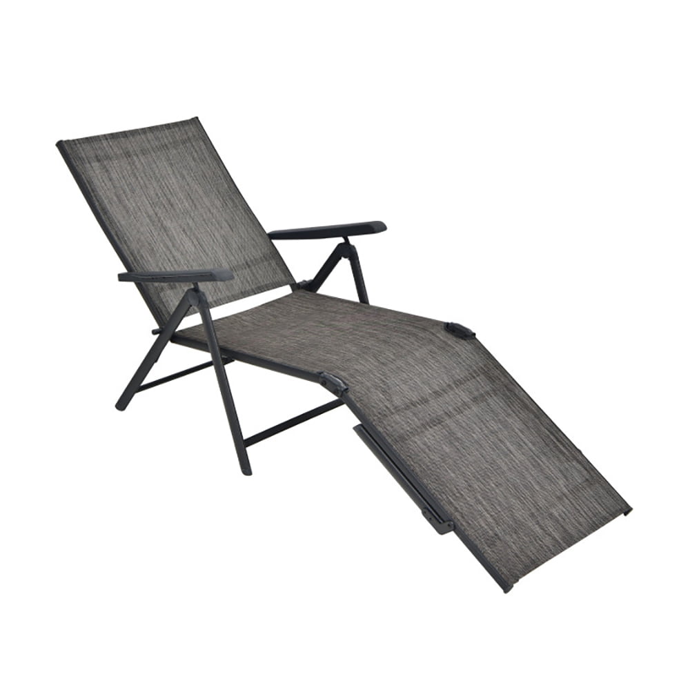 Aimee Lii Patio Foldable Chaise Lounge Chair with Backrest and Footrest, Patio Loungers, Gray