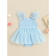 thumbnail image 5 of Aojekbee Baby Girl Summer Romper Dress Casual Mesh Patchwork Ruffles Ribbed Jumpsuit for Newborn Toddler Cute Clothes, 5 of 10