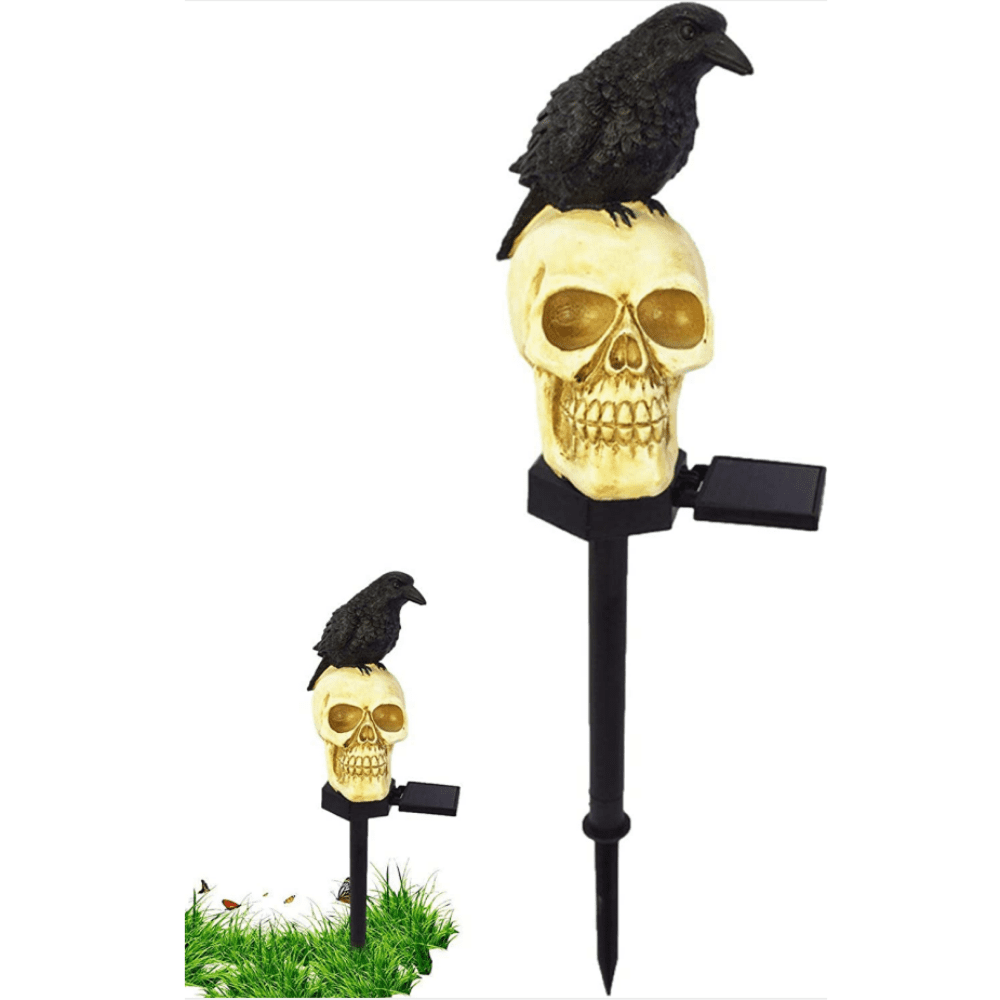 Halloween Pathway Lights w/ Solar Lights Skull Crow Stakes Light