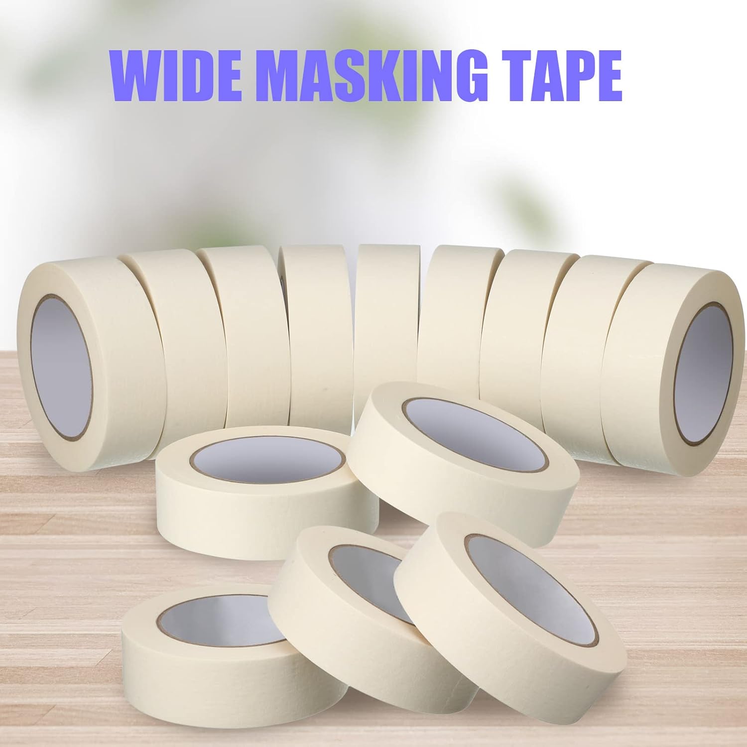 Beige Wide Thin White Painters Tape for Painting Home Office School Stationery