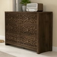 thumbnail image 5 of STYLIVIA 6-Drawer Dresser with Laser-Cut Drawer Fronts Royal Walnut 45.4"W x 15.7"D x 32"H, 5 of 13