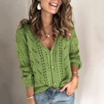 thumbnail image 7 of Women's Solid Color Long Sleeve Cutout V-Neck Knitted Cardigan Sweater for Fall and Winter, Cozy and Fashionable, Perfect for Layering,Green,Size S, 7 of 7