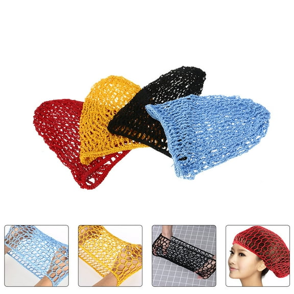 EXHUMKY 4-Pack Assorted Color Rayon Hair Nets for Women, Comfortable Hair Caps, Easy to Wear and