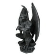 thumbnail image 2 of Ebros 12"H Gothic Horned Bulldog Gargoyle W/ Large Wings Crouching On Pedestal, 2 of 8