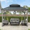 thumbnail image 1 of Sunjoy Outdoor Gazebo 10 X 12 ft. 2-tier Hardtop Grey Cedar Framed Gazebo with Steel Hardtop, 1 of 12