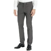 Kenneth Cole Reaction Men's Stretch Micro Check Houndstooth Skinny Fit Flat Front Dress Pants Gray Size 34X32