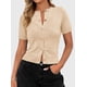 thumbnail image 3 of Suéter PRETTYGARDEN 2025 Top Corto Beige de Manga Corta Talle S, 3 of 6
