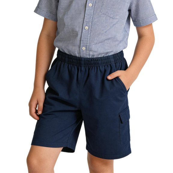 WELOIJEVBE Girls Boys Uniform Shorts Classic Pull on Elastic Waist Shorts with Pockets Navy Uniform Shorts for Boys Back To School Clothes Boys Shorts Size 17-18 Years