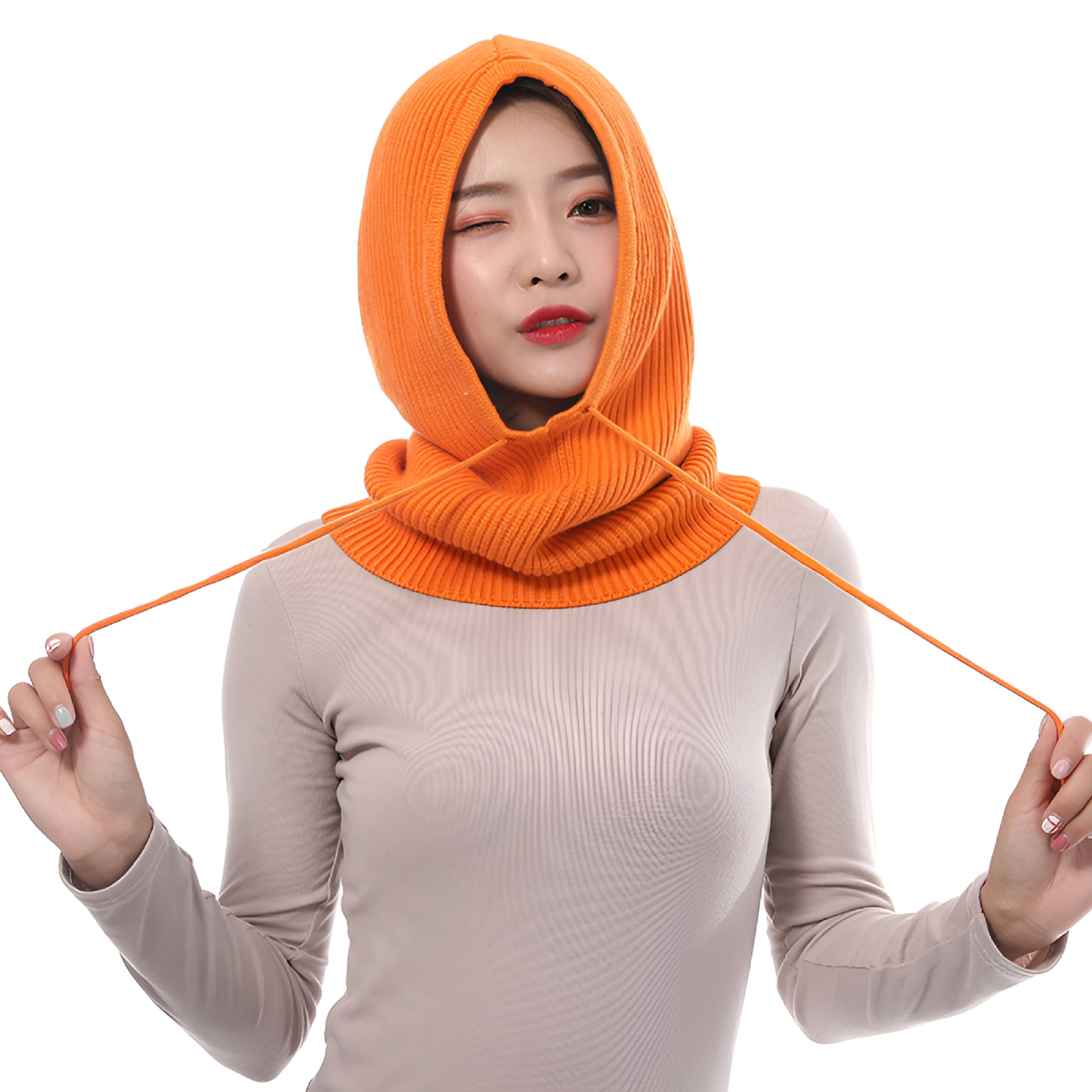 TELOLY 2026 New Women Hood Hat Winter Cashmere Knitted Beanie Hats Ski Mask Ski Cap Outdoor - Yellow - for Cold Weather Cashmere Hats for Women Winter