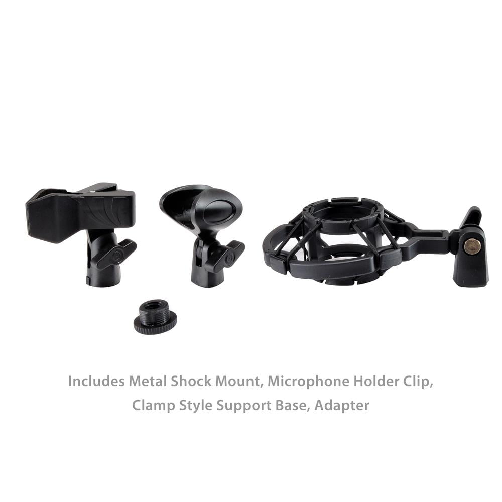 Pyle PMKSH01 - Suspension Microphone Boom Stand - Studio Scissor Arm Mic Mount Holder with Shock Mount Clip (Table Clamp Style)