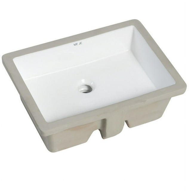 MEJE #T2014-19.5 Inch Rectangle Undermount Bathroom vessel Sink, Ceramic Lavatory Vanity Sink, White…